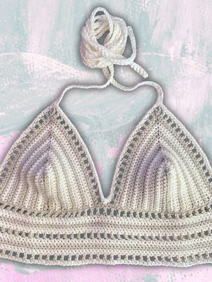 Handmade Top Bralette White Granite size S made to order