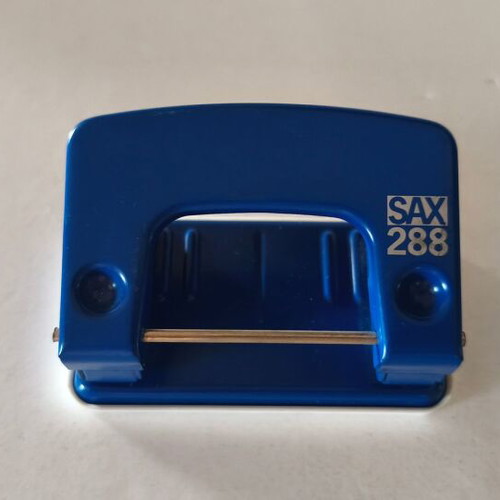 SAX 288 perforator blue used, small desktop 2-hole punch