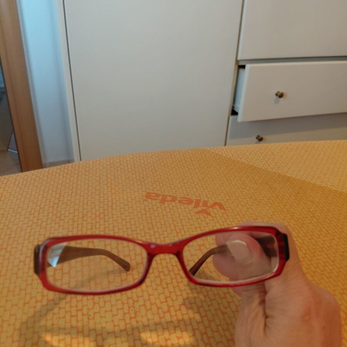 Eyeglass frame used, dark burgundy, cellulose acetate