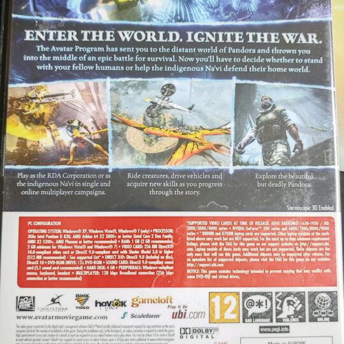 Avatar PC Game used with DVD and booklet