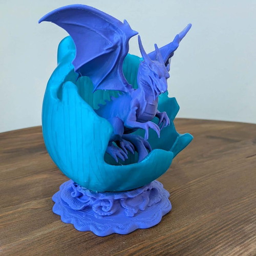Handmade 3D dragon lamp in illuminated egg like new