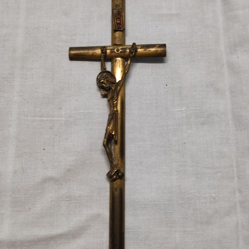 Vintage brass wall cross used