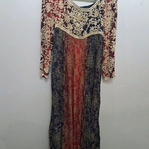 Handmade embroidered dress used, blue, size L