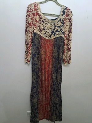 Handmade embroidered dress used, blue, size L