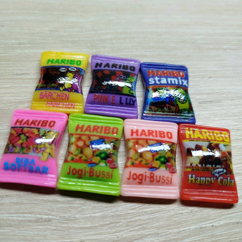 Haribo gummy bear miniatures new, set of 7 epoxy resin figures