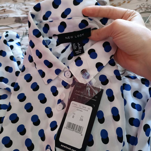 Polka dot white shirt new, New Look, size S-M