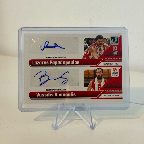 Vasilis Spanoulis Lazaros Papadopoulos 2024-25 Donruss Euroleague Dual Auto card mint /25