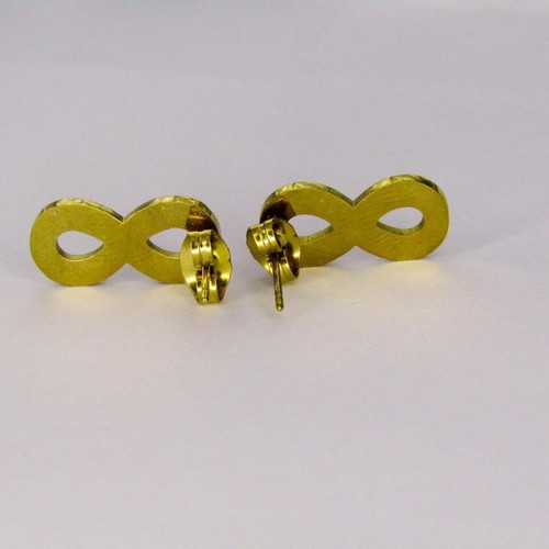 Steel stud earrings with zircon like new, gold and white