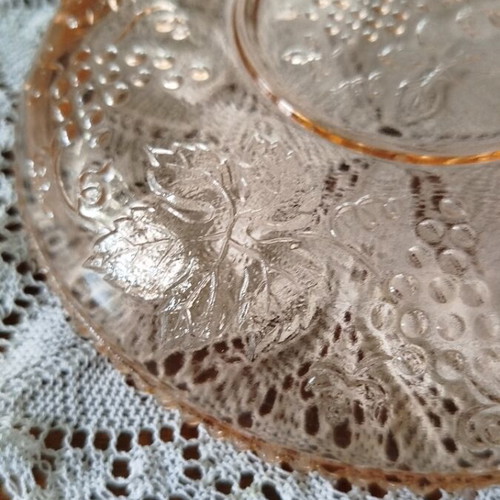 Walther Rüdesheim Depression Glass Pink Vintage Glass Plate Like New