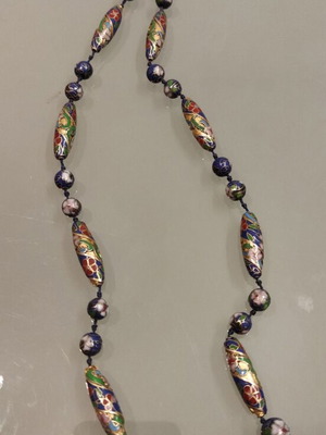 Cloisonné necklace like new, handmade, blue multicolor