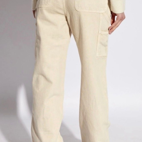 Helmut Lang Carpenter High-Rise Straight-Leg Jeans Beige New