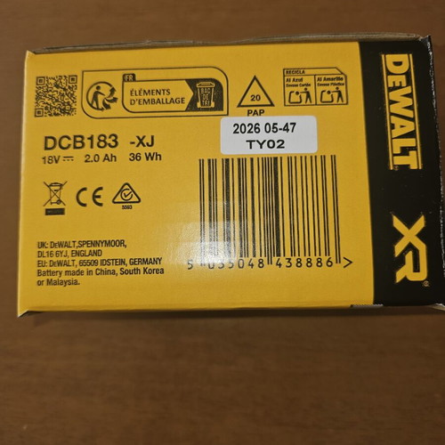 DeWalt Μπαταρία Εργαλείου Λιθίου 18V 2Ah καινούργια, σφραγισμένη