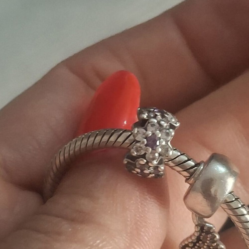 Pandora charm divider with purple and clear cubic zirconia, like new