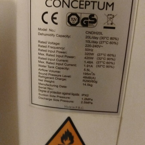 Dehumidifier Conceptum like new