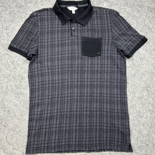 Calvin Klein CK Body Fit Polo shirt used, gray black checkered, size M