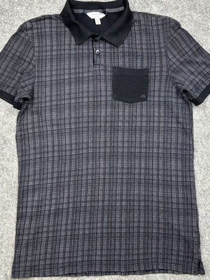 Calvin Klein CK Body Fit Polo shirt used, gray black checkered, size M