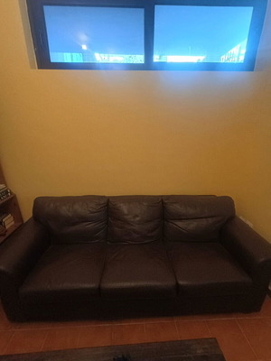 Three-seater leather sofa used