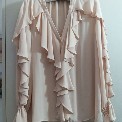 Zara pink boho shirt with ruffles new, size XL