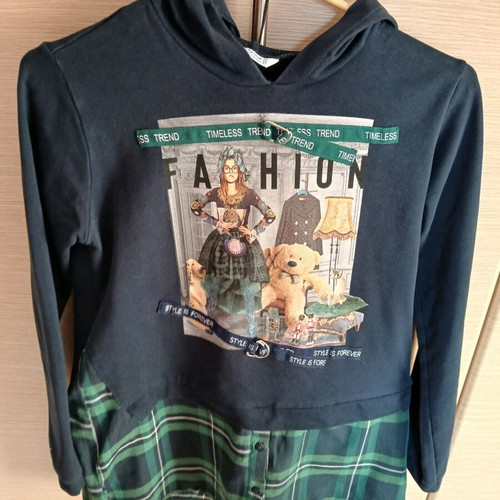 Mayoral blouse dress for girl 14 years like new, blue and green