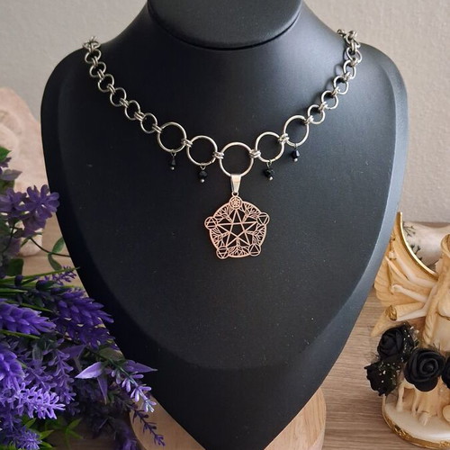 Handmade Stainless Steel Chainmail Choker new with Austrian glass pearls