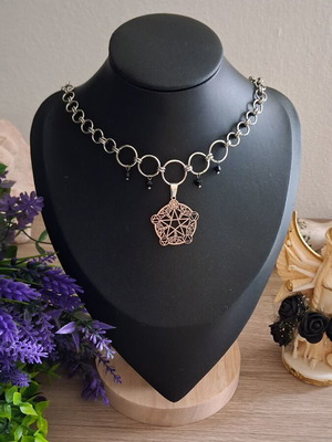 Handmade Stainless Steel Chainmail Choker new with Austrian glass pearls