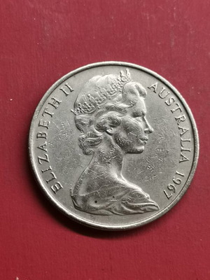 Australian 20 Cents Coin 1967 used, Queen Elizabeth II