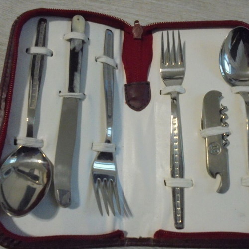 Old camping cutlery set like new, Bulgaria 1300 g