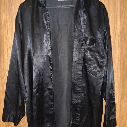 Nadia Lingerie Black Satin Shirt L like new, oversized pajama style
