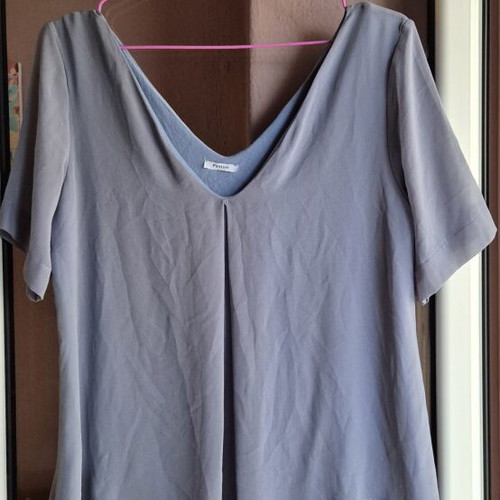 Pontoni turquoise blouse like new with small neckline defect, size M