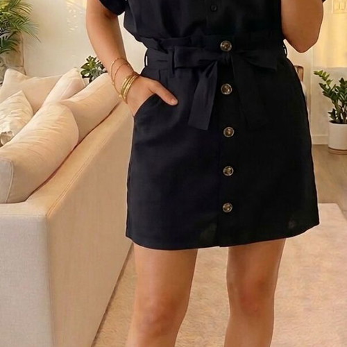 Asos black linen paperbag skirt size S like new