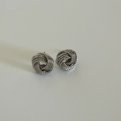 Earrings knot design made of stainless steel new, silver color