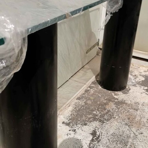 Minimal design auxiliary furniture used with glass top