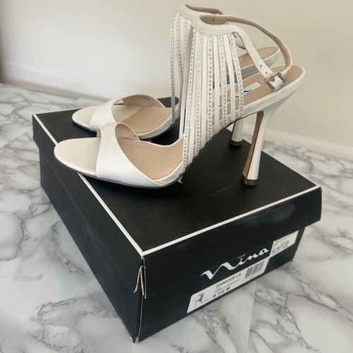 Nina white women's sandals size 39.5 new, 12 cm heel