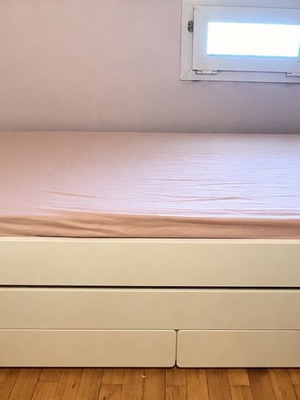 IKEA SLAKT children's bed with AGOTNES foam mattress and storage drawers