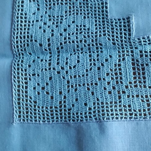 Handmade tablecloth new cutwork blue 80cm by 80cm