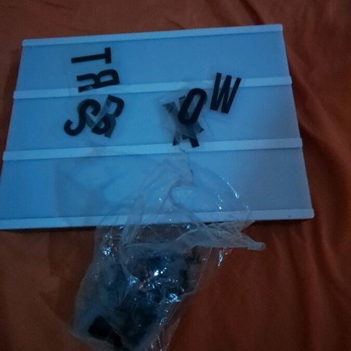 Lightbox lamp like new with letters and grooved lines