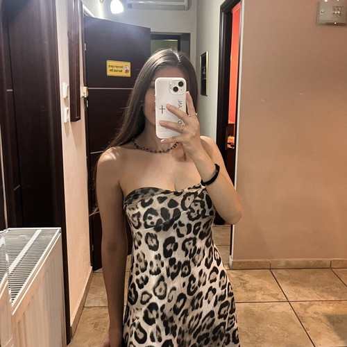 Strapless Mini Dress like new, leopard print, black and beige