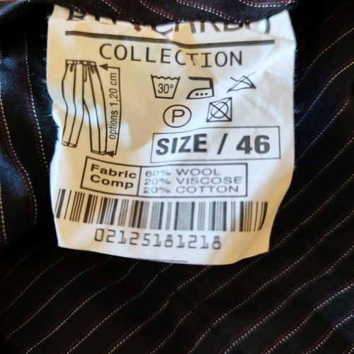 Men's summer pants size 46 like new, black with white stripe