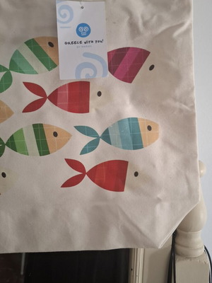Mykonos cotton shoulder bag with zipper souvenir