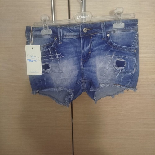 Water Jeans short blue denim shorts with rips, XL