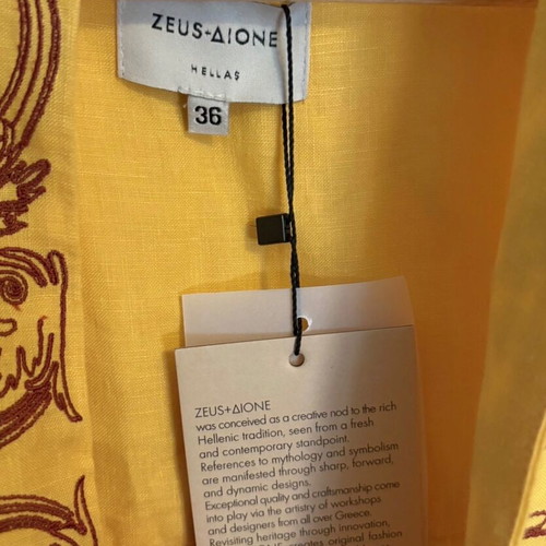 Achivada Sleeveless Embroidered Linen Caftan Yellow Zeus new