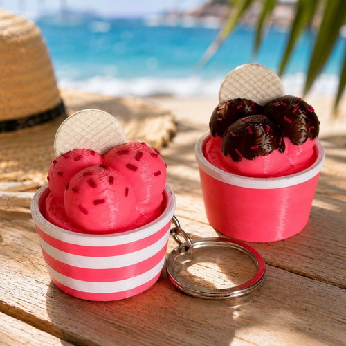 3D Printed Set of 2 Ice Cream Clicker Fidget Toys, keychains
