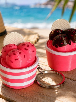 3D Printed Set of 2 Ice Cream Clicker Fidget Toys, keychains