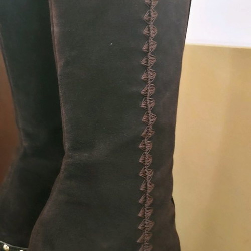 Sergio Rossi boots used brown leather-suede, size 41