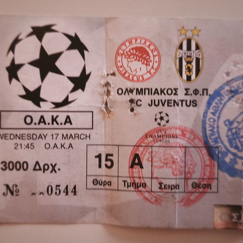 Olympiakos Juventus Ticket used from 1999 match at OAKA