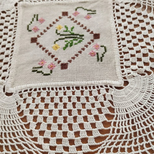 Vintage handmade crochet and embroidered 3-piece bedroom set