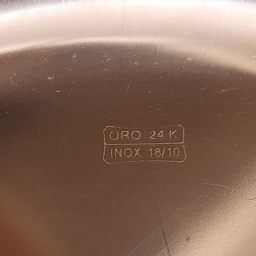 Stainless Steel Serving Tray with 24k Gold Like New