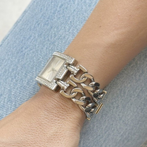 Guess women's watch 316L stainless steel with zircon, luxury chain bracelet like new
