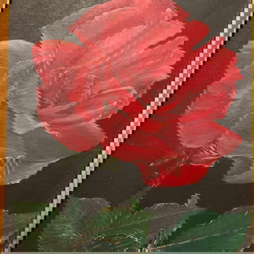 Πίνακας ζωγραφικής αυθεντικός λάδι νεκρά φύση με τριαντάφυλλο, σαν καινούργιος