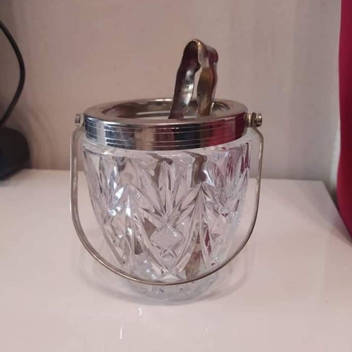 Glass ice bucket like new